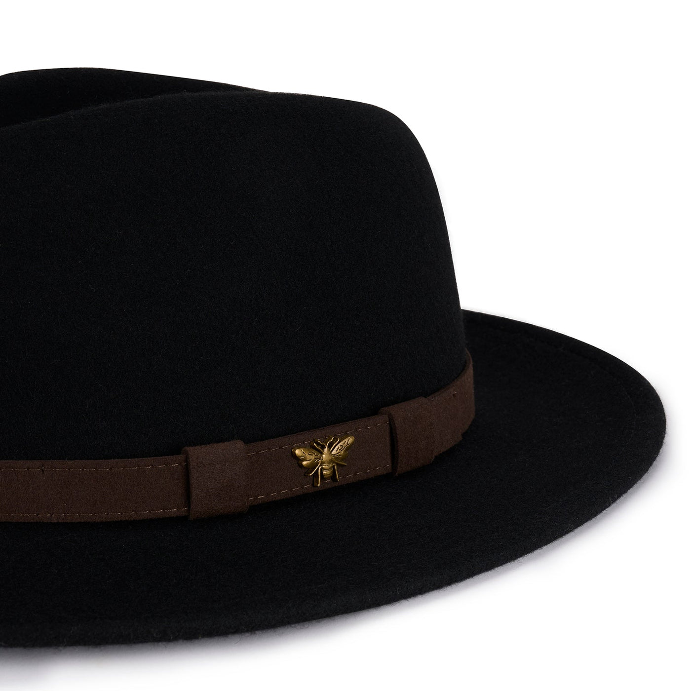 Bees Felt Fedora Hat - Black