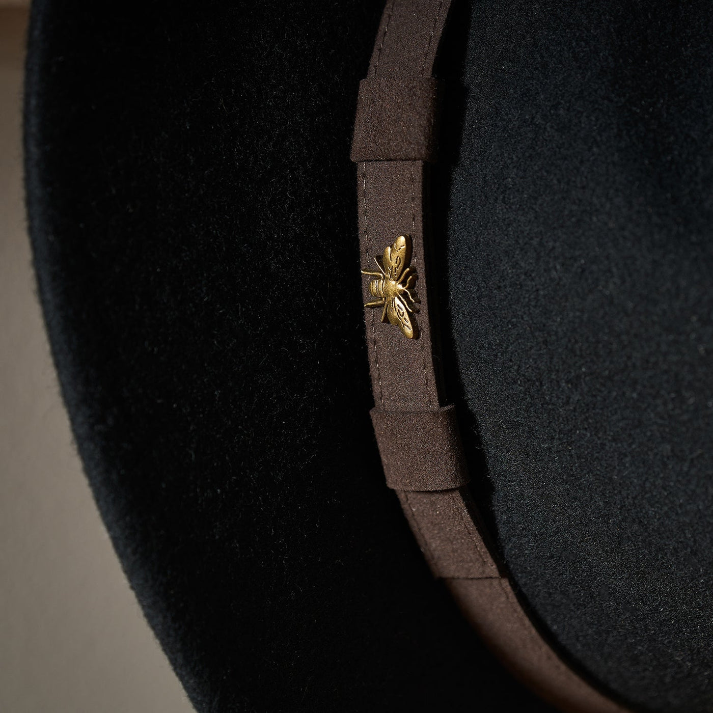 Bees Felt Fedora Hat - Black