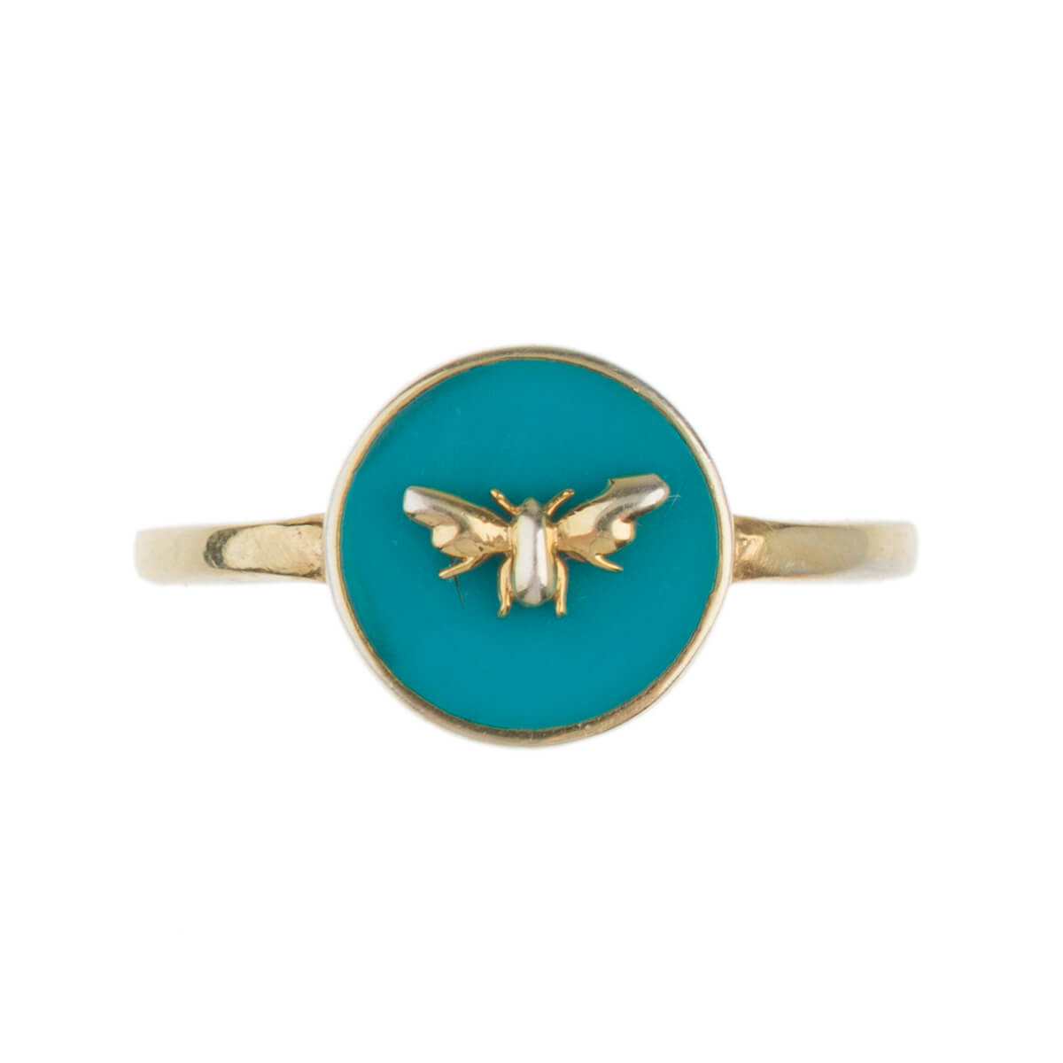 Bees Gold Plated Enamel Ring