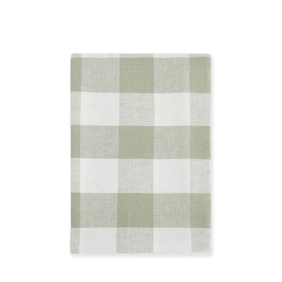 Sage Green Gingham Linen Tablecloth